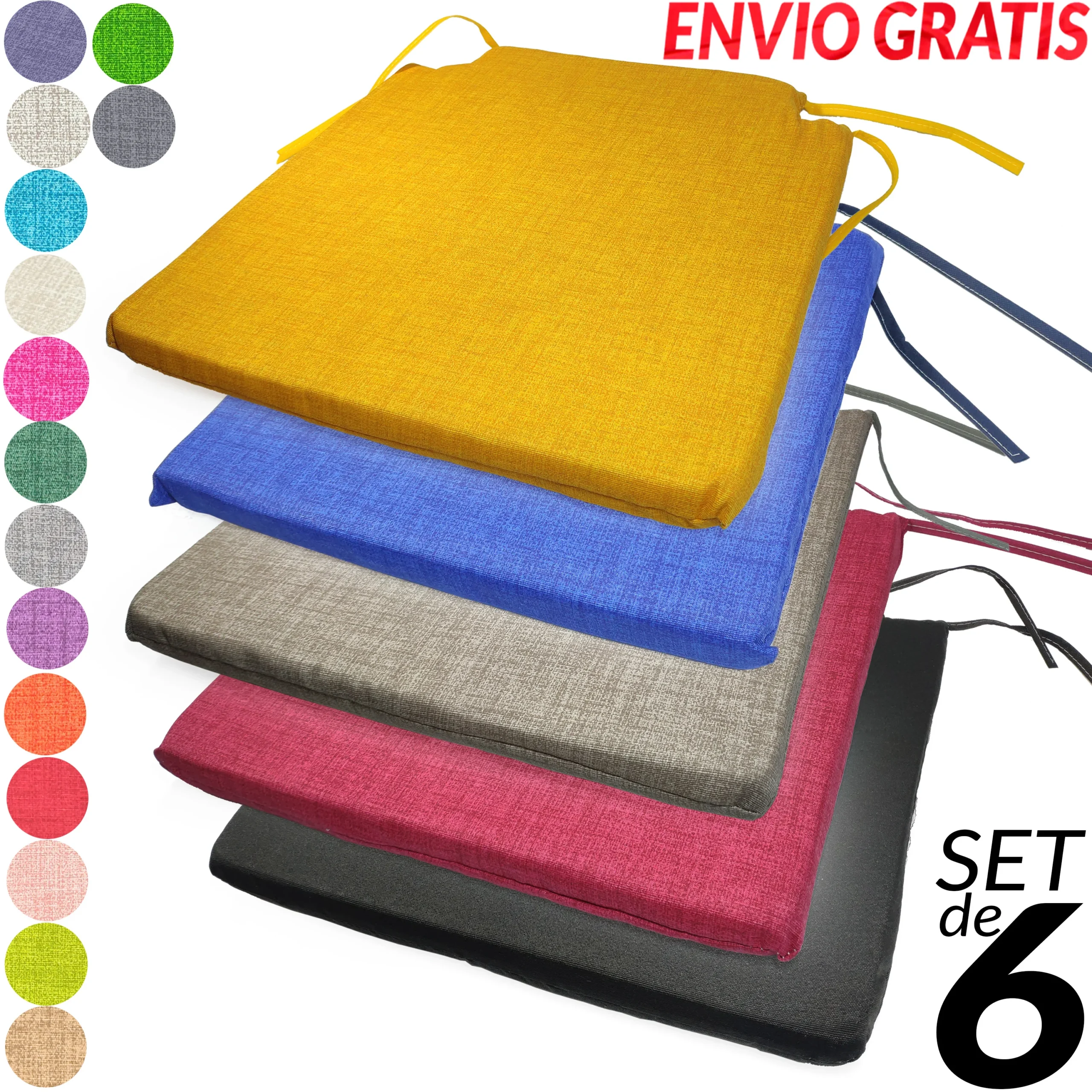 Lot de 6 coussins de chaise universels 40×40 cm — Cosy