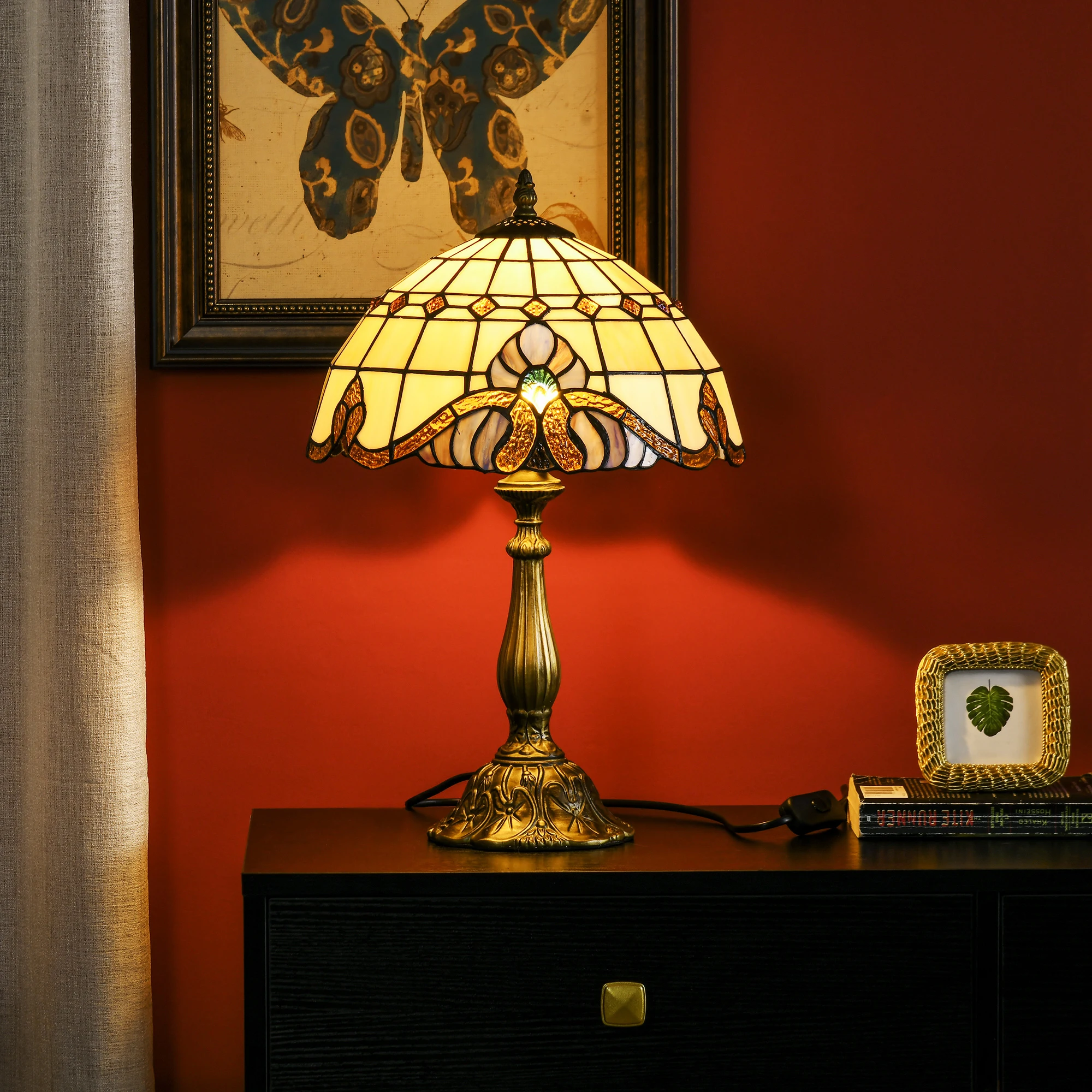Lampe de chevet artisanale verre soufflé Ø30×48 cm – Image 2