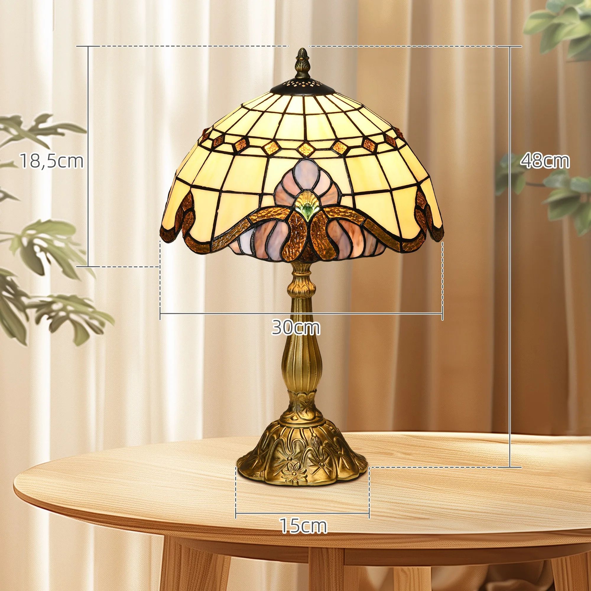 Lampe de chevet artisanale verre soufflé Ø30×48 cm – Image 3