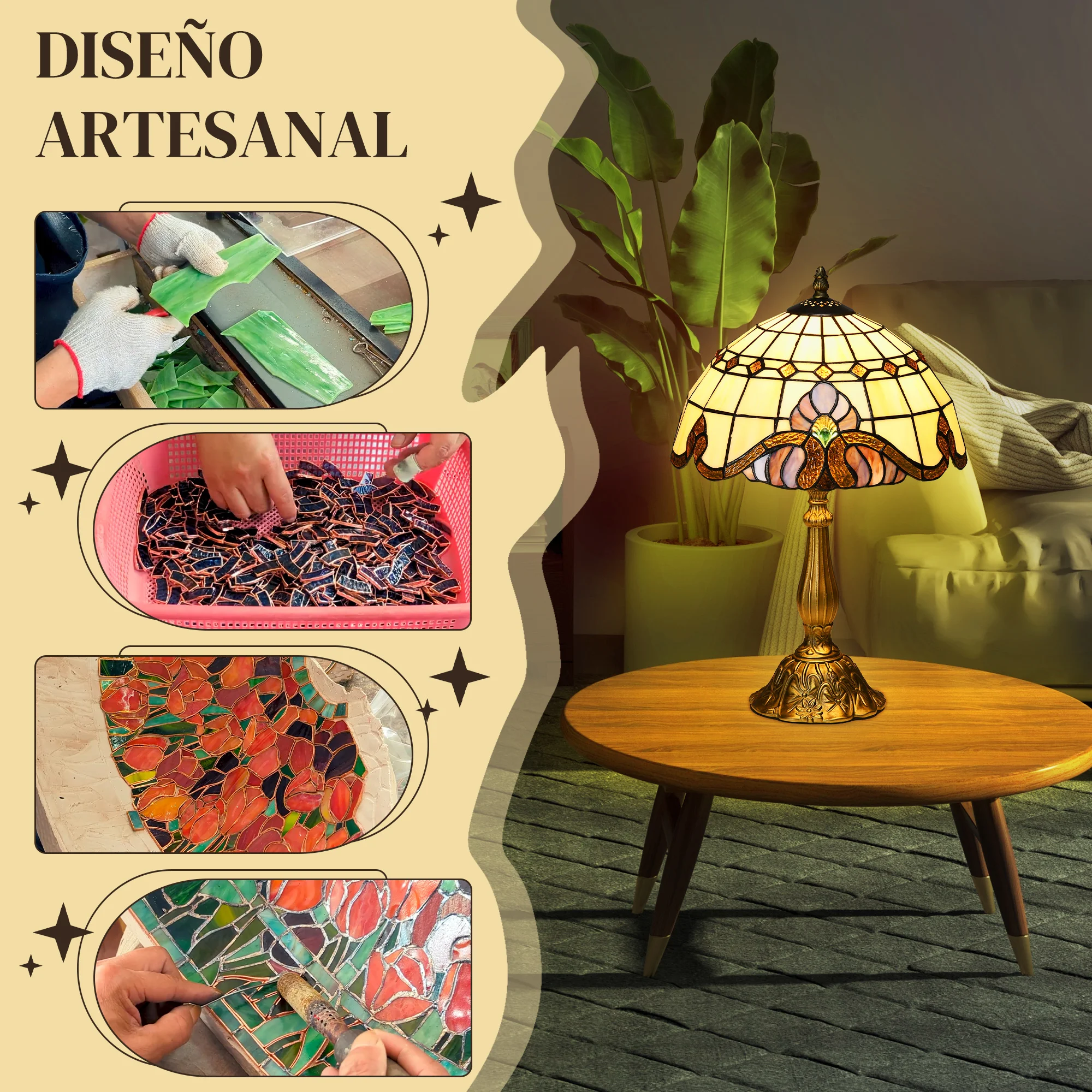 Lampe de chevet artisanale verre soufflé Ø30×48 cm – Image 4