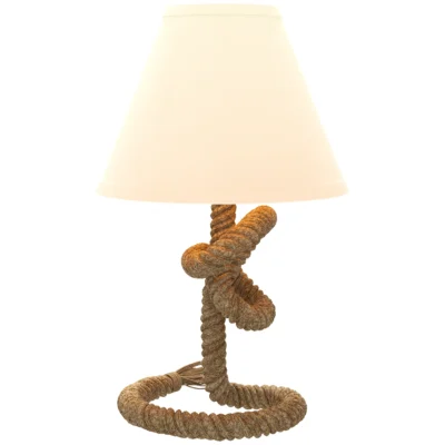 Lampe rétro métal & corde de lin — Marron beige