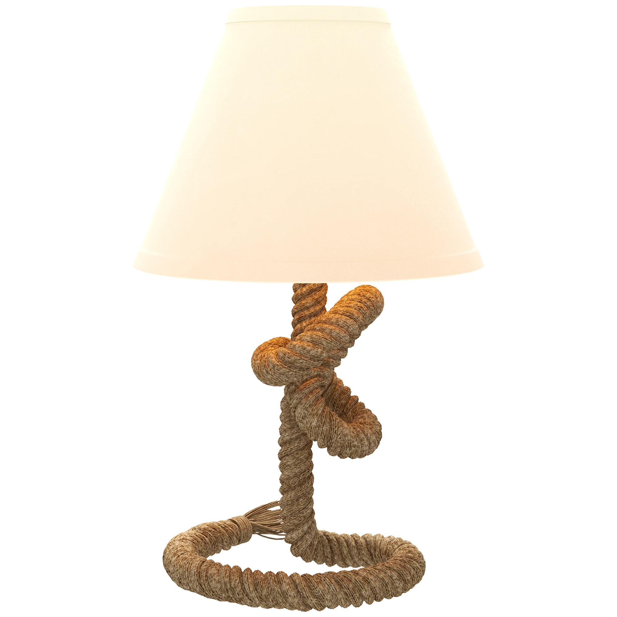 Lampe rétro métal & corde de lin — Marron beige