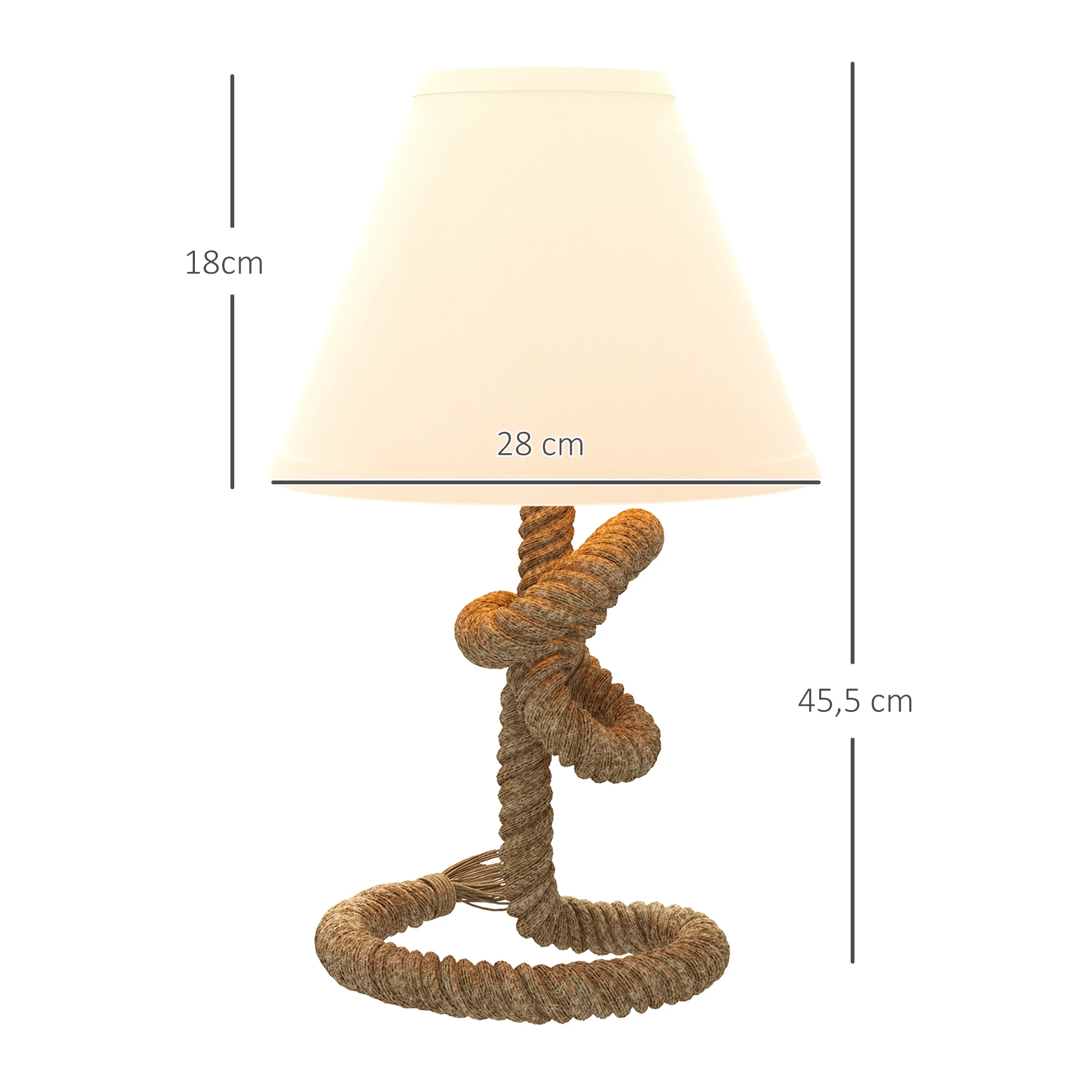 Lampe rétro métal & corde de lin — Marron beige – Image 3