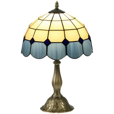 Lampe de chevet verre soufflé bleu Ø31×48 cm — Artisanale