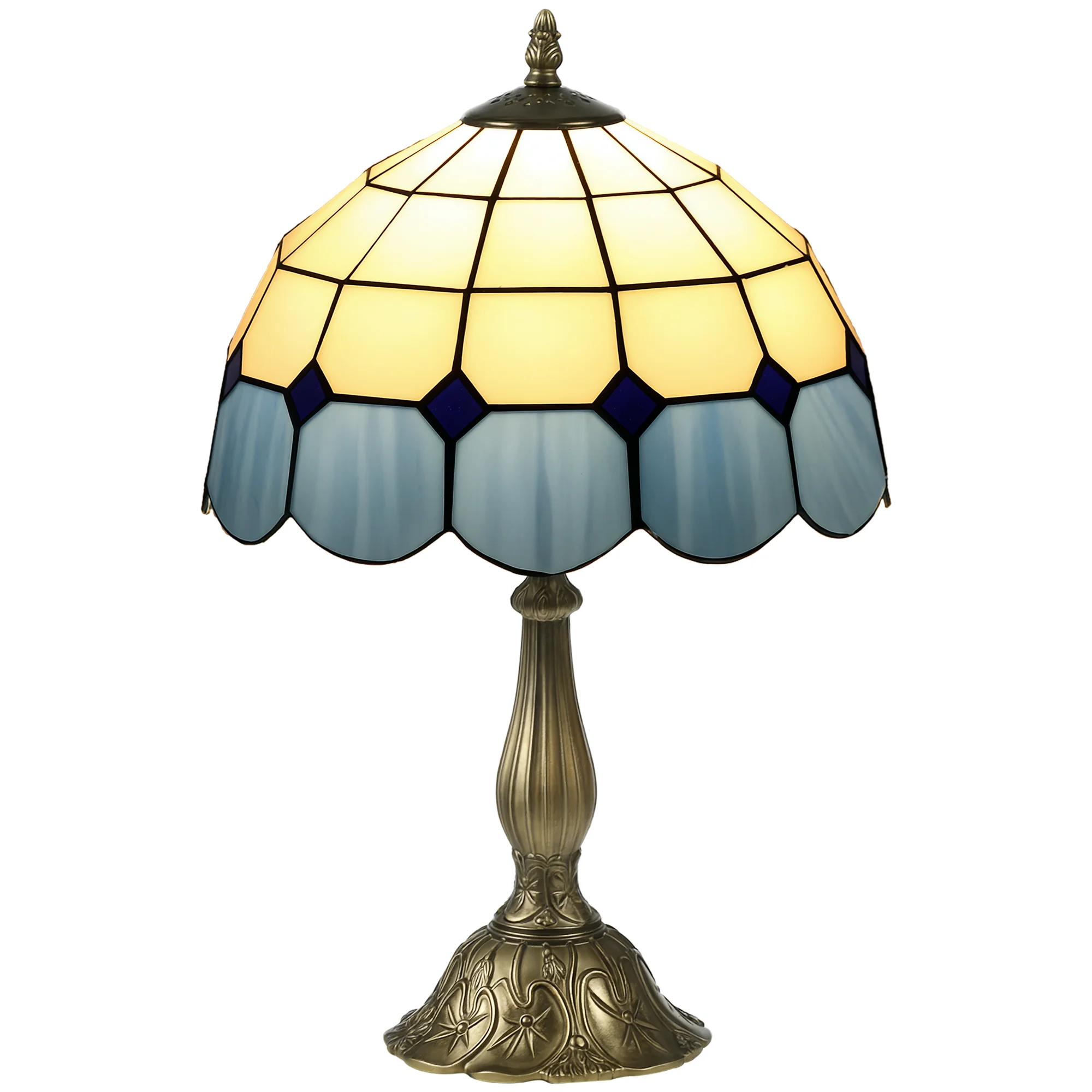Lampe de chevet verre soufflé bleu Ø31×48 cm — Artisanale