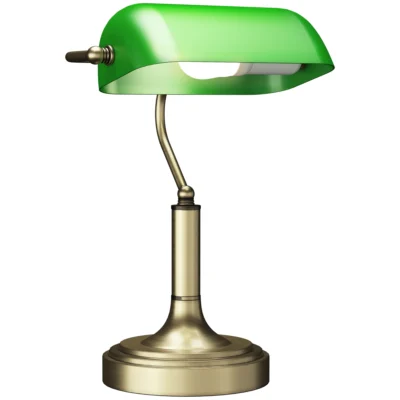 Lampe Banquier vintage E27 — Abat-jour vert orientable