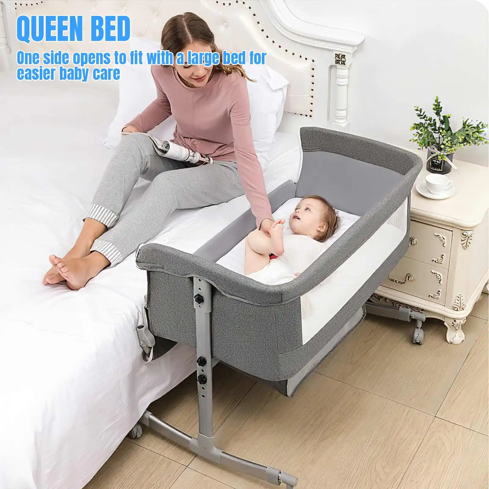 Lit enfant Lit bébé électrique bascule portable pliable moustiquaire