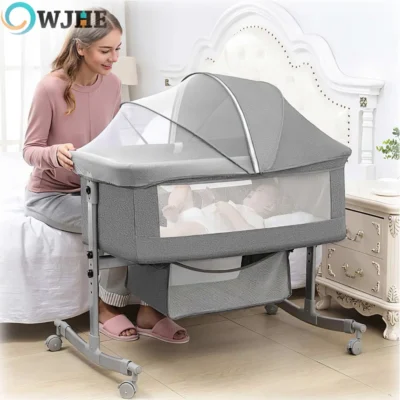 Lit enfant Lit bébé 3-en-1 parc multifonction roulettes 0-3 ans
