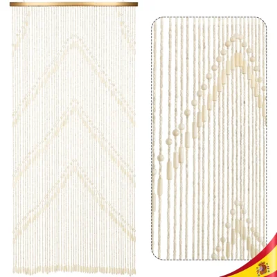 Rideau corde Koda 90x195 tringle bois crochets naturel