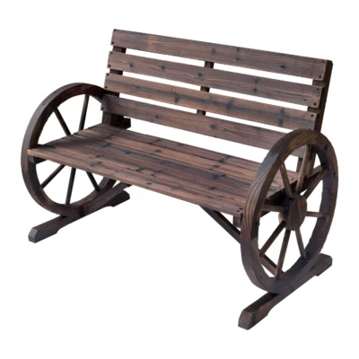 Bureau Banc bois accoudoirs roue chariot 105x59x75