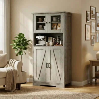 Armoire haute HAUSPROFI portes verre 128cm humidité