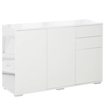 Buffet 3 portes 2 tiroirs étagère 117x36x74 blanc