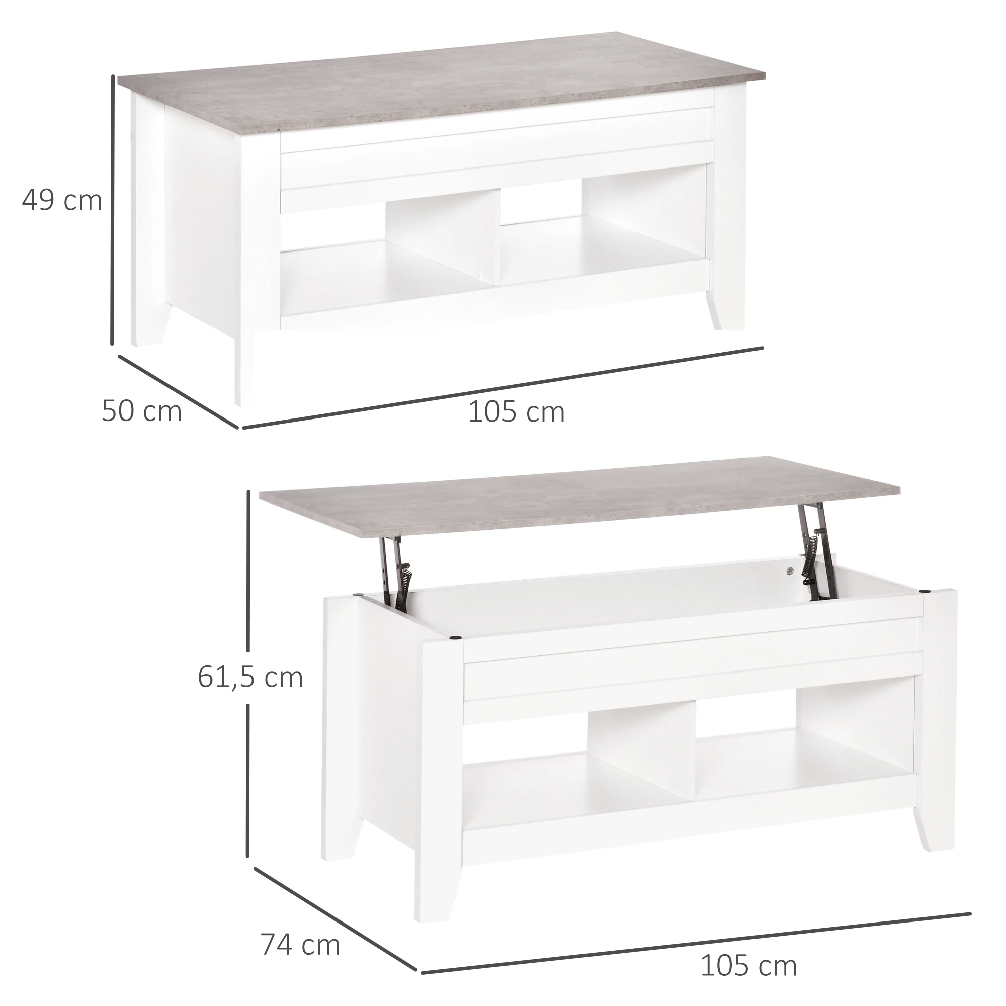 Table basse relevable 2 compartiments 105x50x49 – Image 3