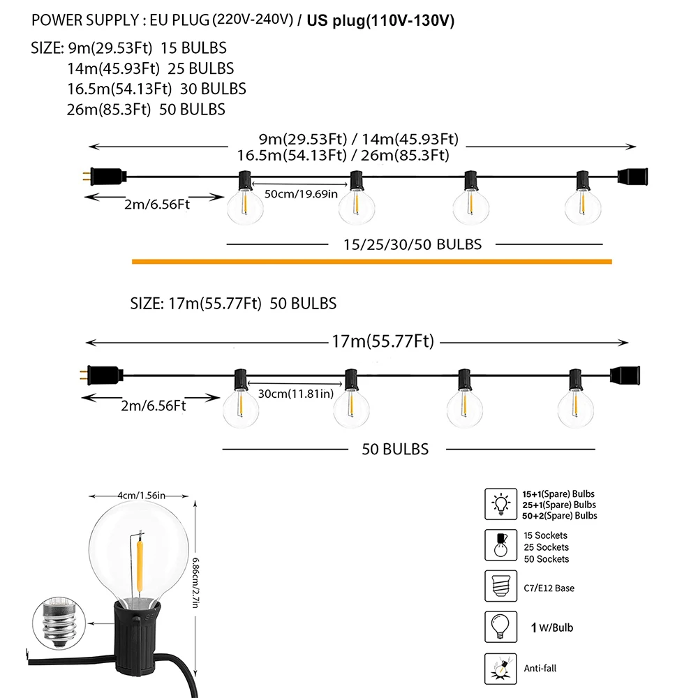 Guirlande LED Globe variable G40 – Image 2
