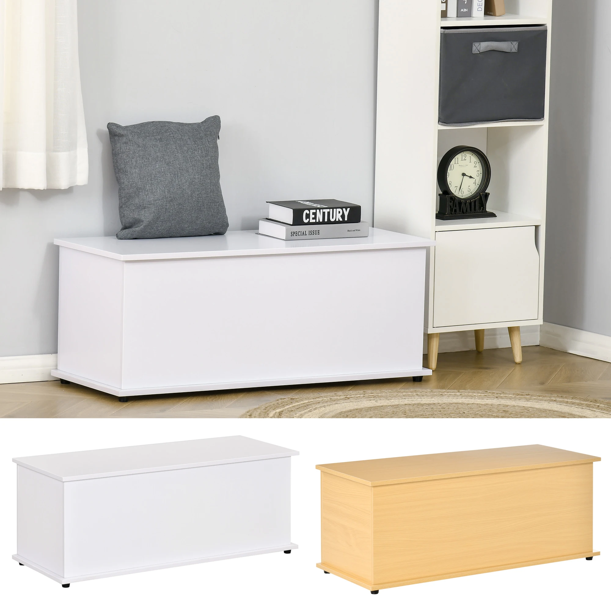 Coffre rangement bois chambre 60kg 100x40x40 – Image 2