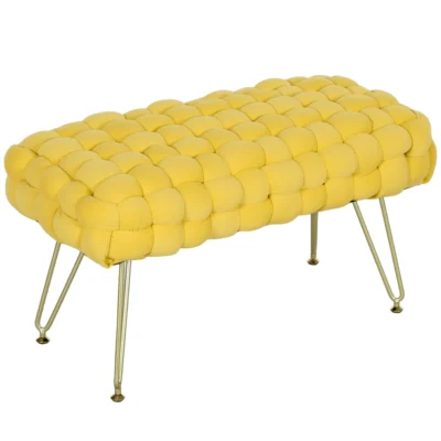 Pouf Banc chevet pieds métal assise rembourrée