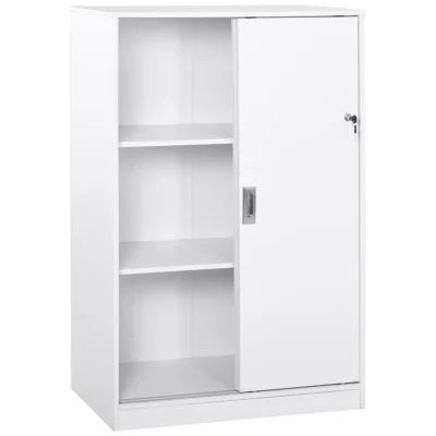 Armoire bureau 2 portes coulissantes 3 étagères 80x40x120