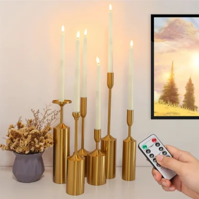 Bougies coniques LED 6/12 pcs sans flamme scintillant batterie