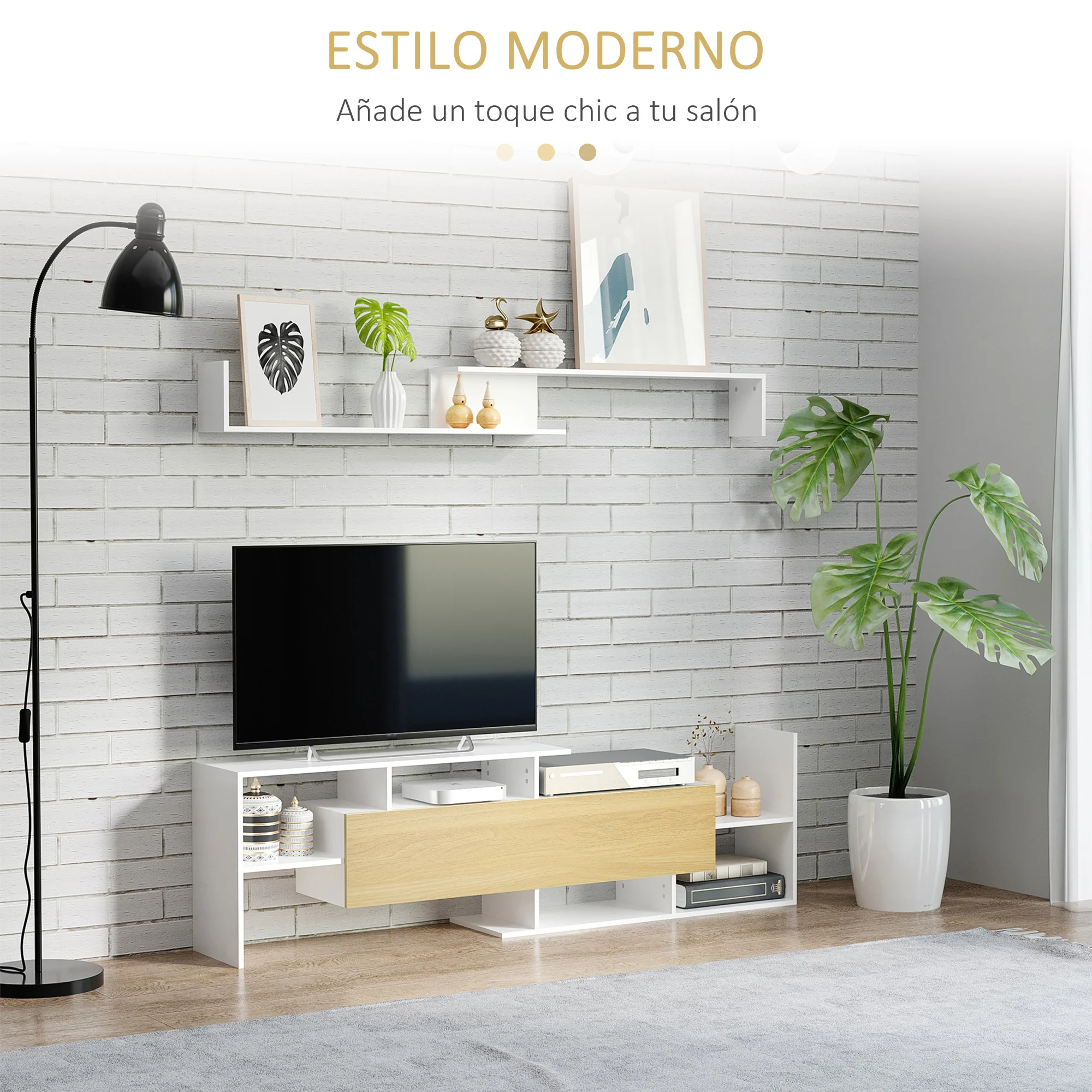 Pouf meuble TV salon 153.6x25x42 – Image 3
