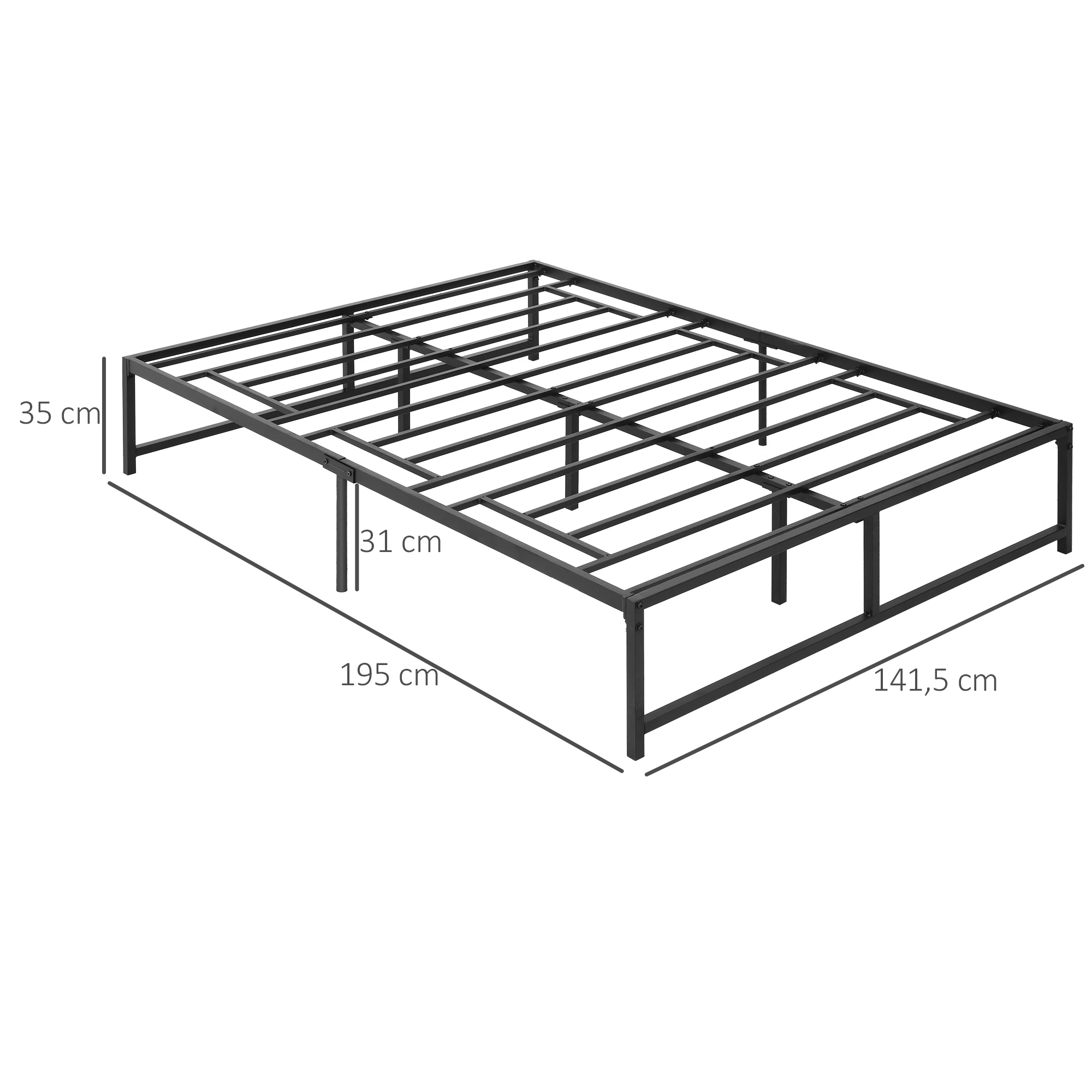 Tête de lit Cadre lit double métal 135X190 pieds 35cm – Image 3