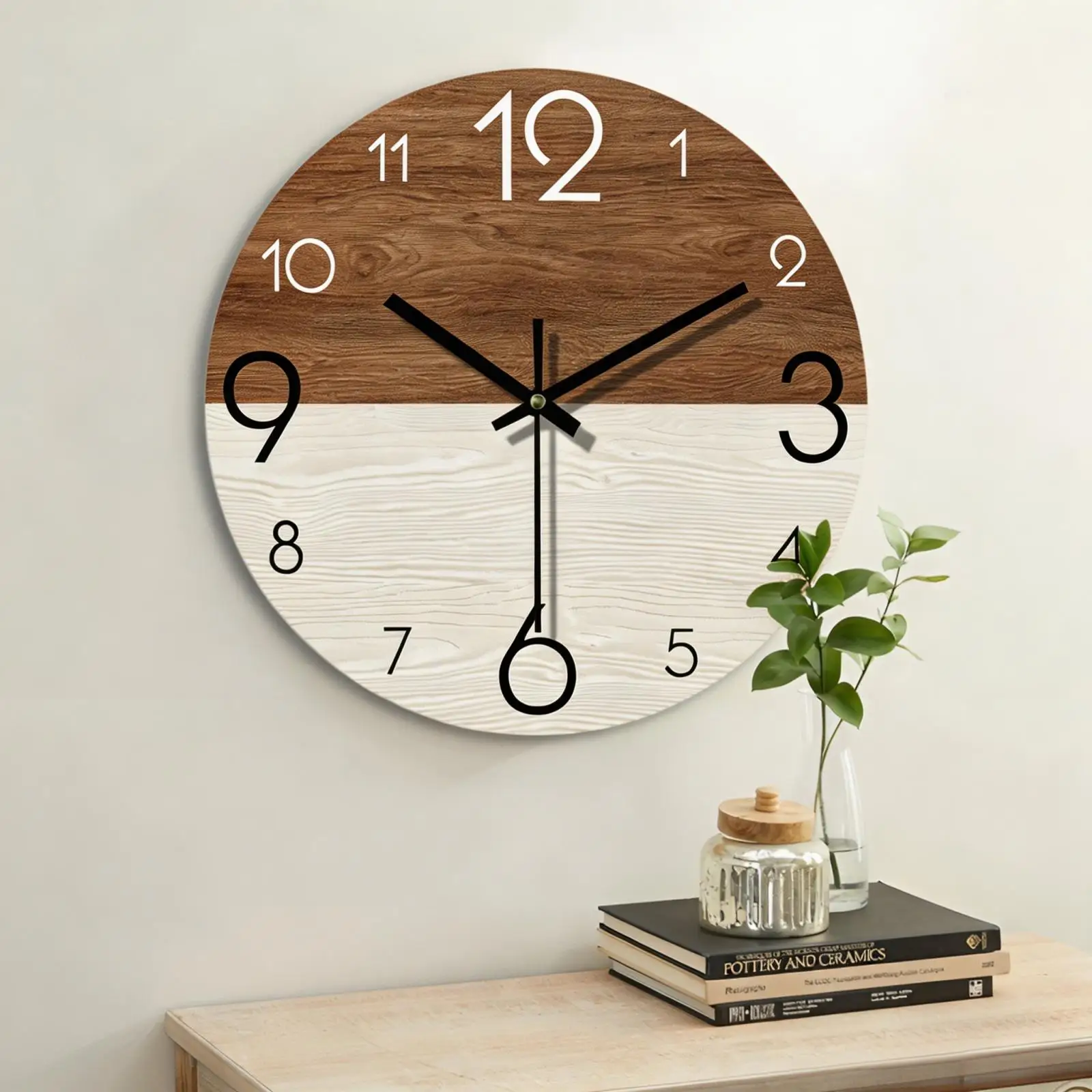 Horloge bois 35cm silencieuse grain bois salon – Image 2