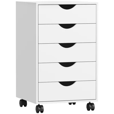 Commode bureau roulettes 5 tiroirs 40x40x67 blanc