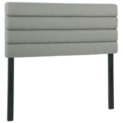 Tête lit 140cm rembourrée lin gris réglable hauteur 3 niv