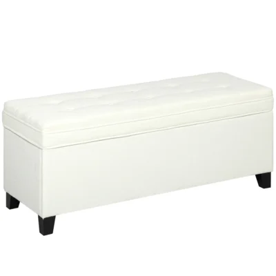Pouf rangement lin rembourré charnières couvercle