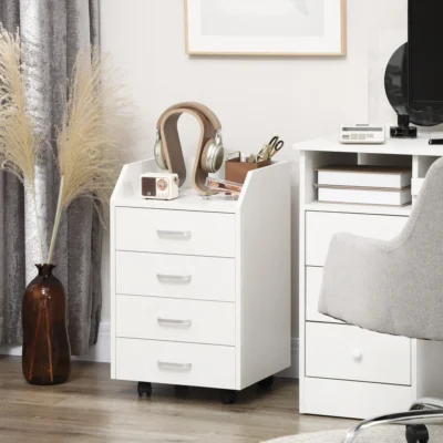 Meuble bureau 4 tiroirs 40x36x65 blanc