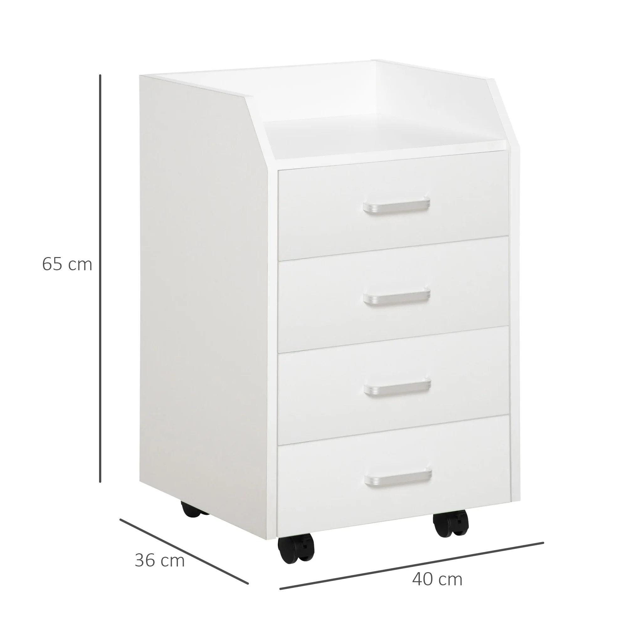 Meuble bureau 4 tiroirs 40x36x65 blanc – Image 2