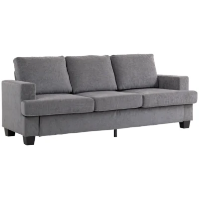 Canapé 3 places chenille moderne 213x82x90 gris