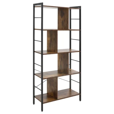 Étagère Bibliothèque 4 niveaux industriel 74x30x157.5 marron