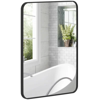 Miroir 60x80 cadre métallique noir vert/hori