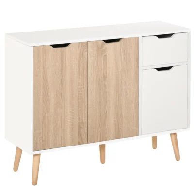 Buffet 3 portes 1 tiroir 90x30x72 blanc naturel