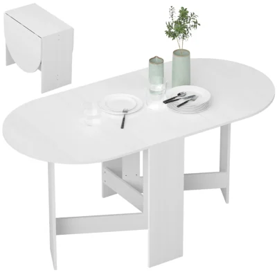 Table cuisine ovale 163x80x75 blanc multifonction