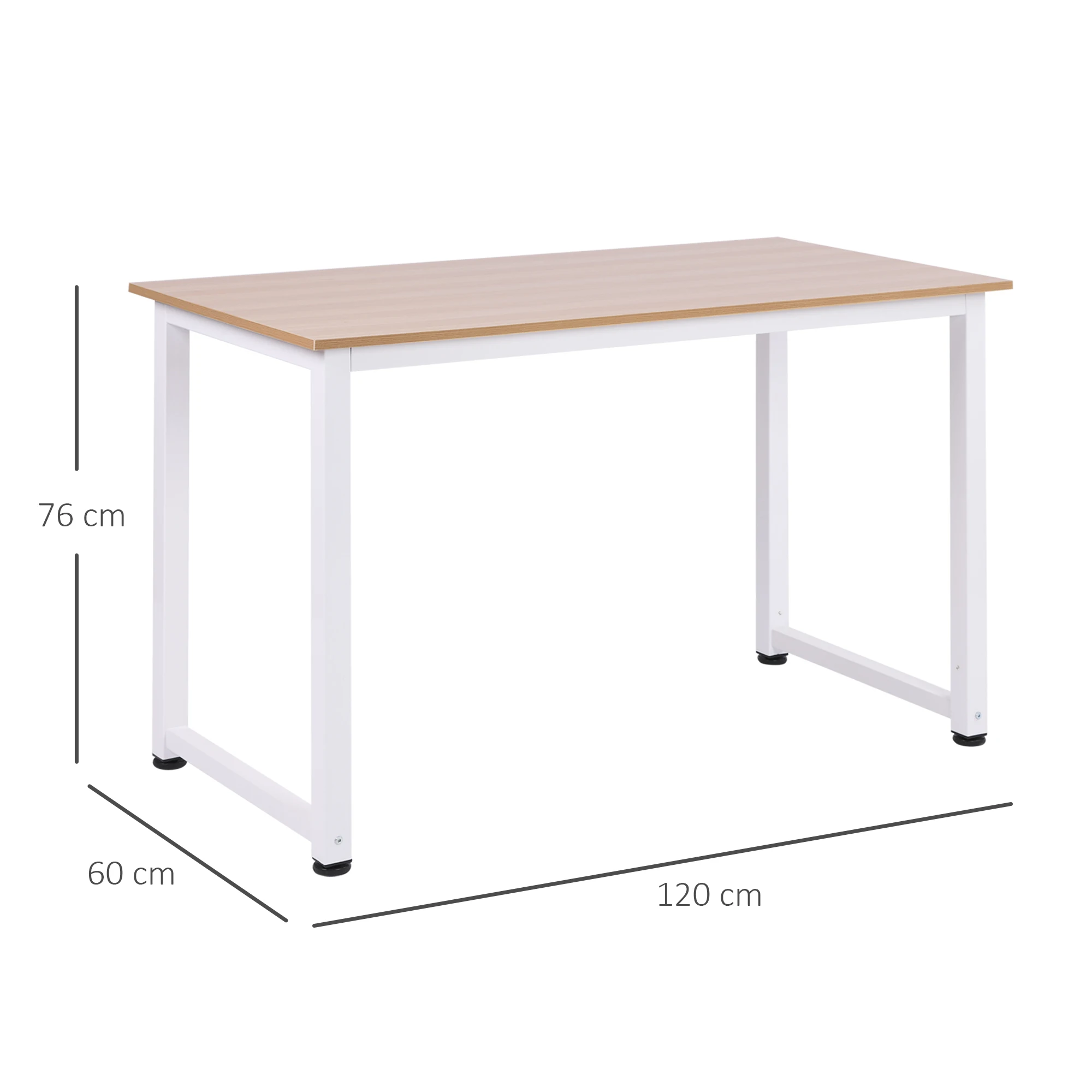 Bureau Table ordinateur pieds réglables 120x60x76 chêne 100kg – Image 3