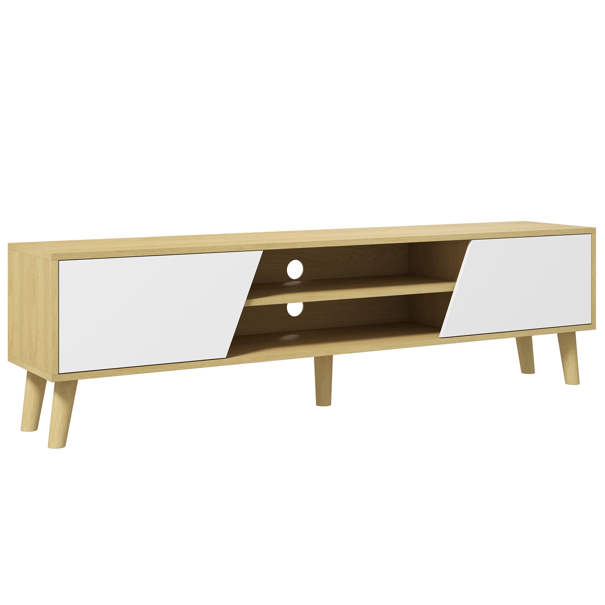 Meuble TV 5 pieds bois 150x30x42 vintage – Image 2