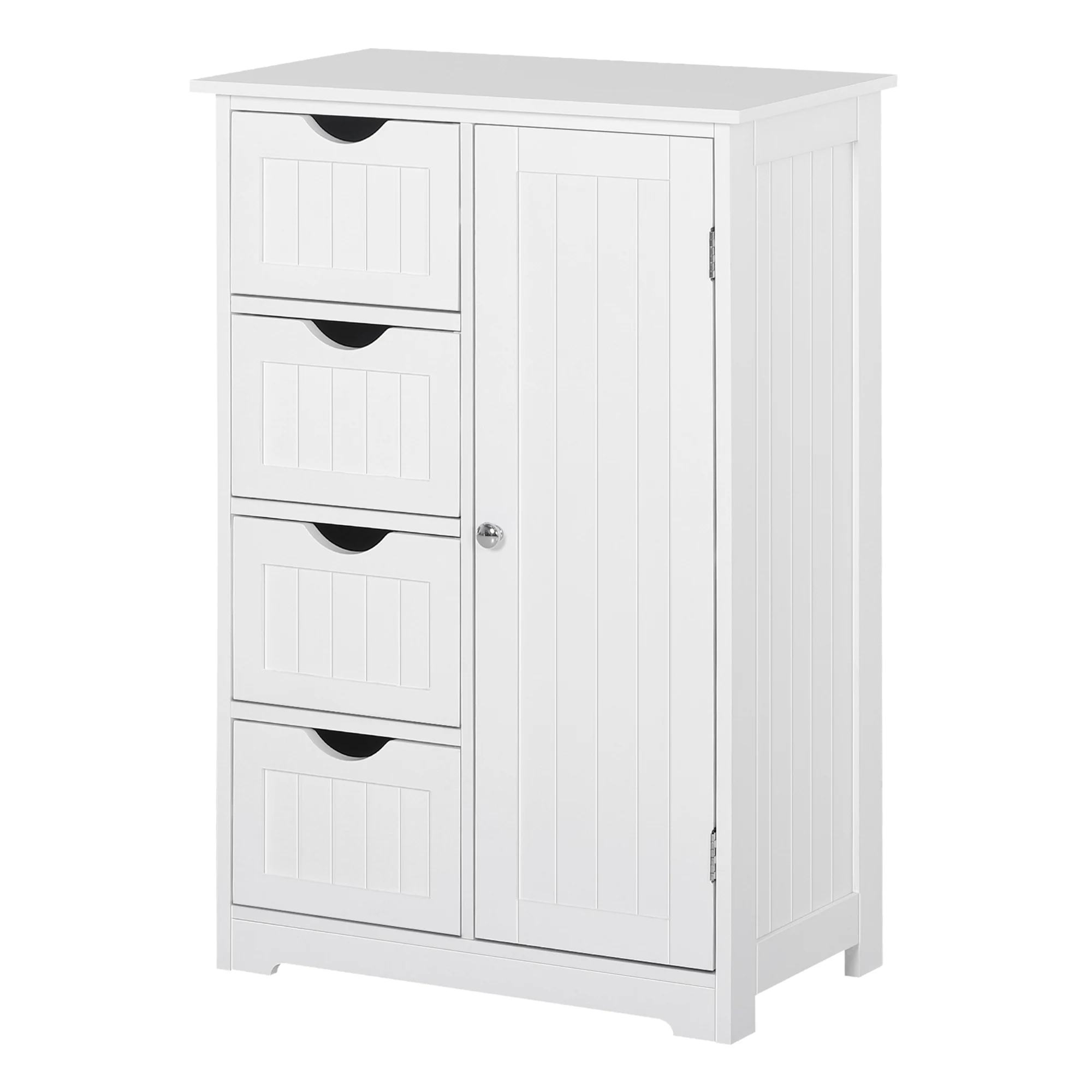 Kleankin Armoire bois entrée 1 porte 4 tiroirs blanc