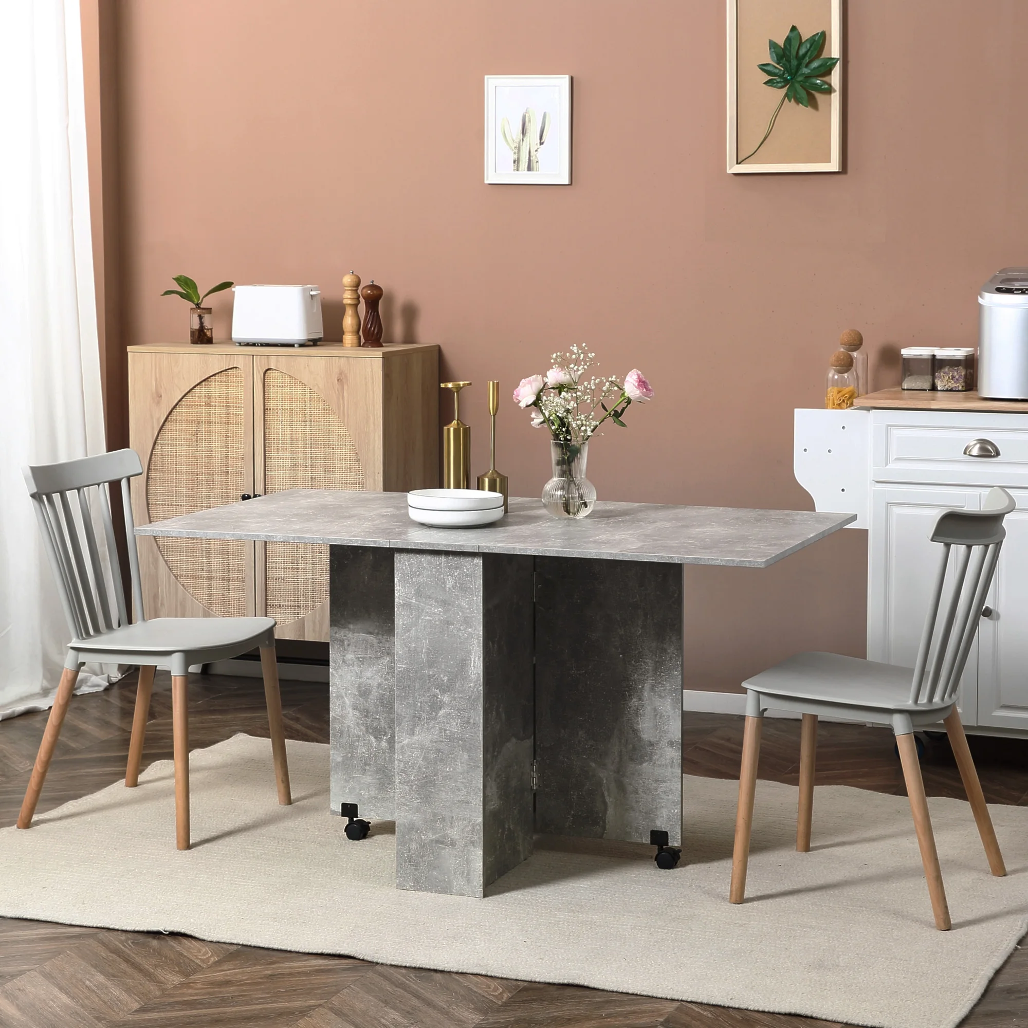 Table cuisine pliante 75x140x74 gris ciment – Image 2