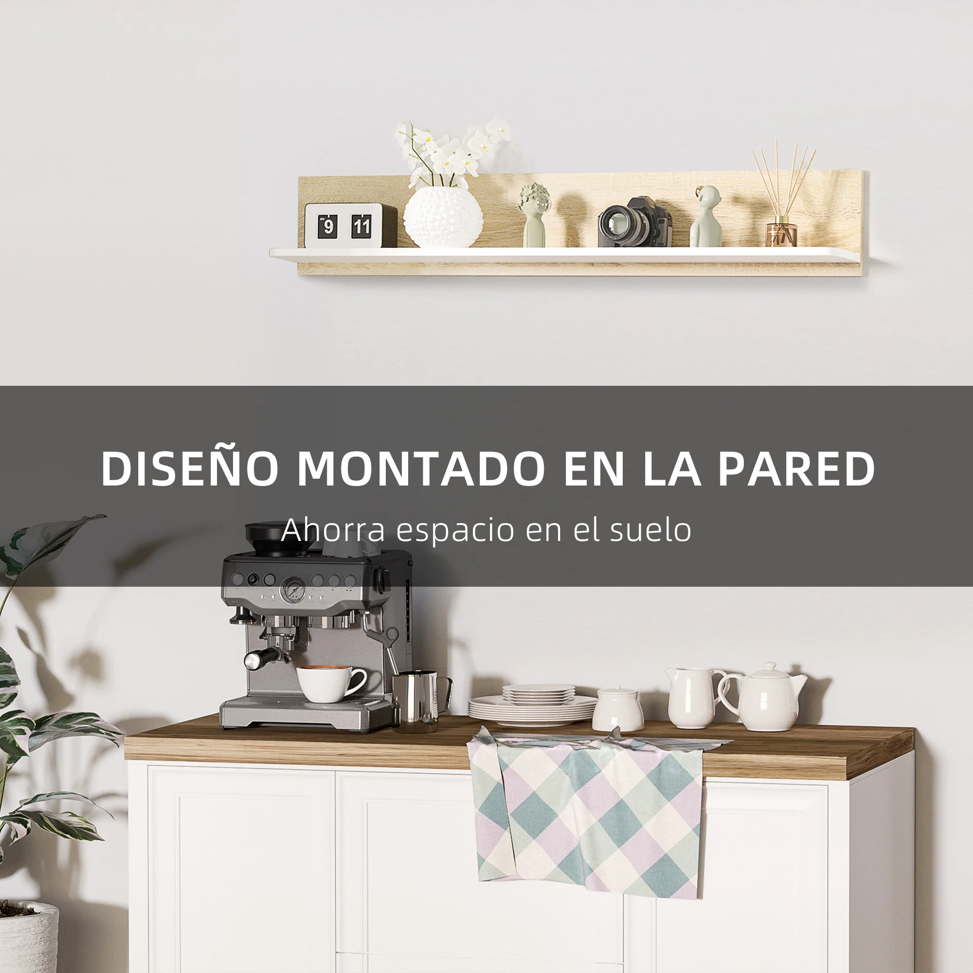 Étagère murale flottante chêne blanc 120x15x20 – Image 3