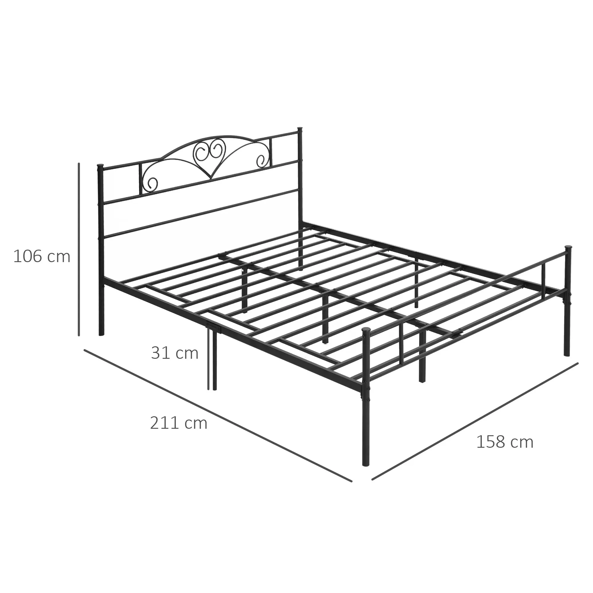 Tête de lit Cadre lit double métal 31cm 150X200 tête de lit – Image 3