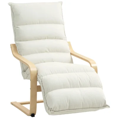 Fauteuil salon velours crème