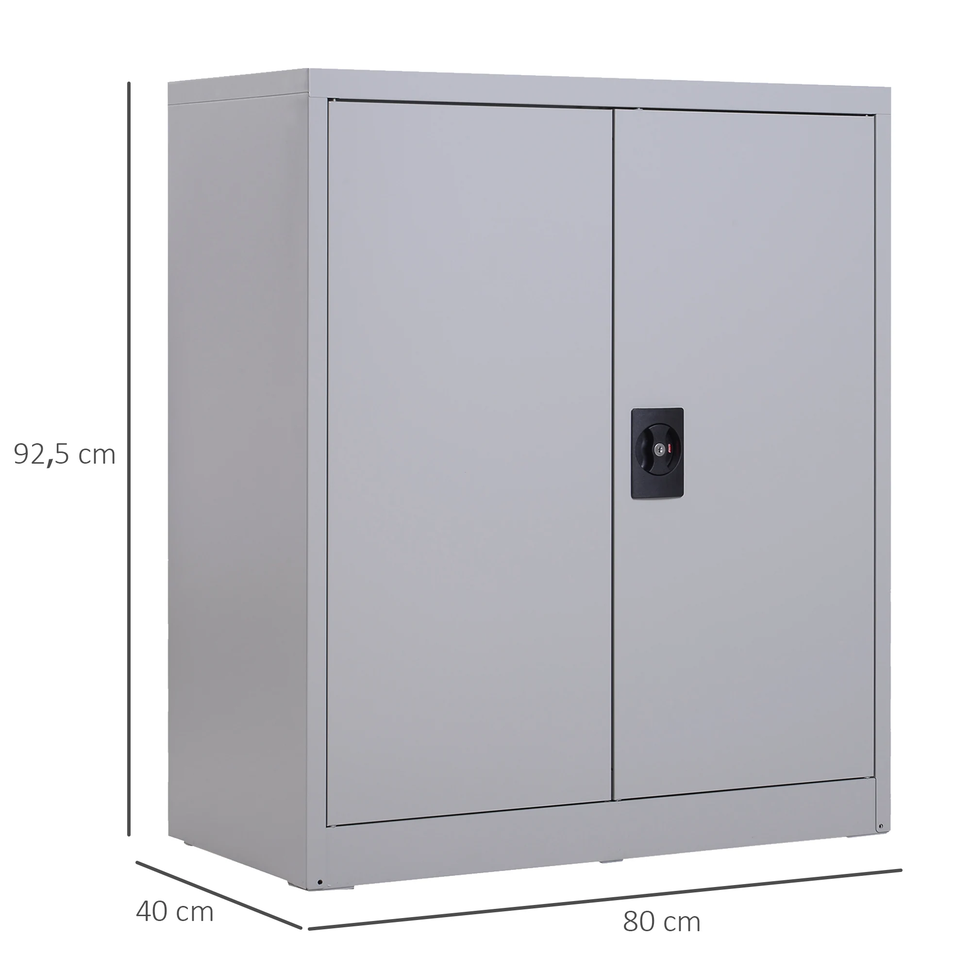 Classeur métal serrure 2 portes 80x40x92.5 gris – Image 3