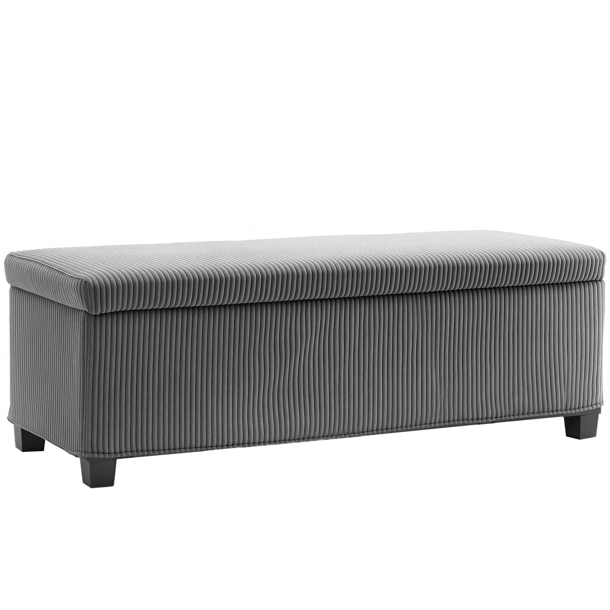 Pouf Banc rangement 84L velours côtelé chevet 112x42x40