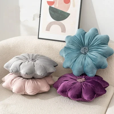 Lot de coussins Oreiller rond en velours doux et confortable, oreiller de luxe en...