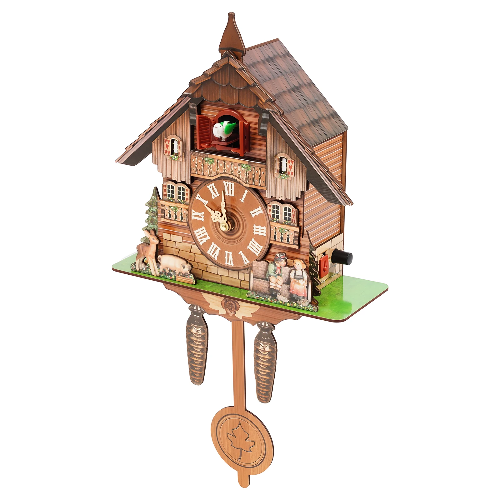 Horloge coucou vintage bois carillon nordique 25x10x50