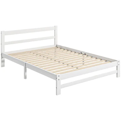 Tête de lit Cadre lit bois 195x141 cm blanc 300kg