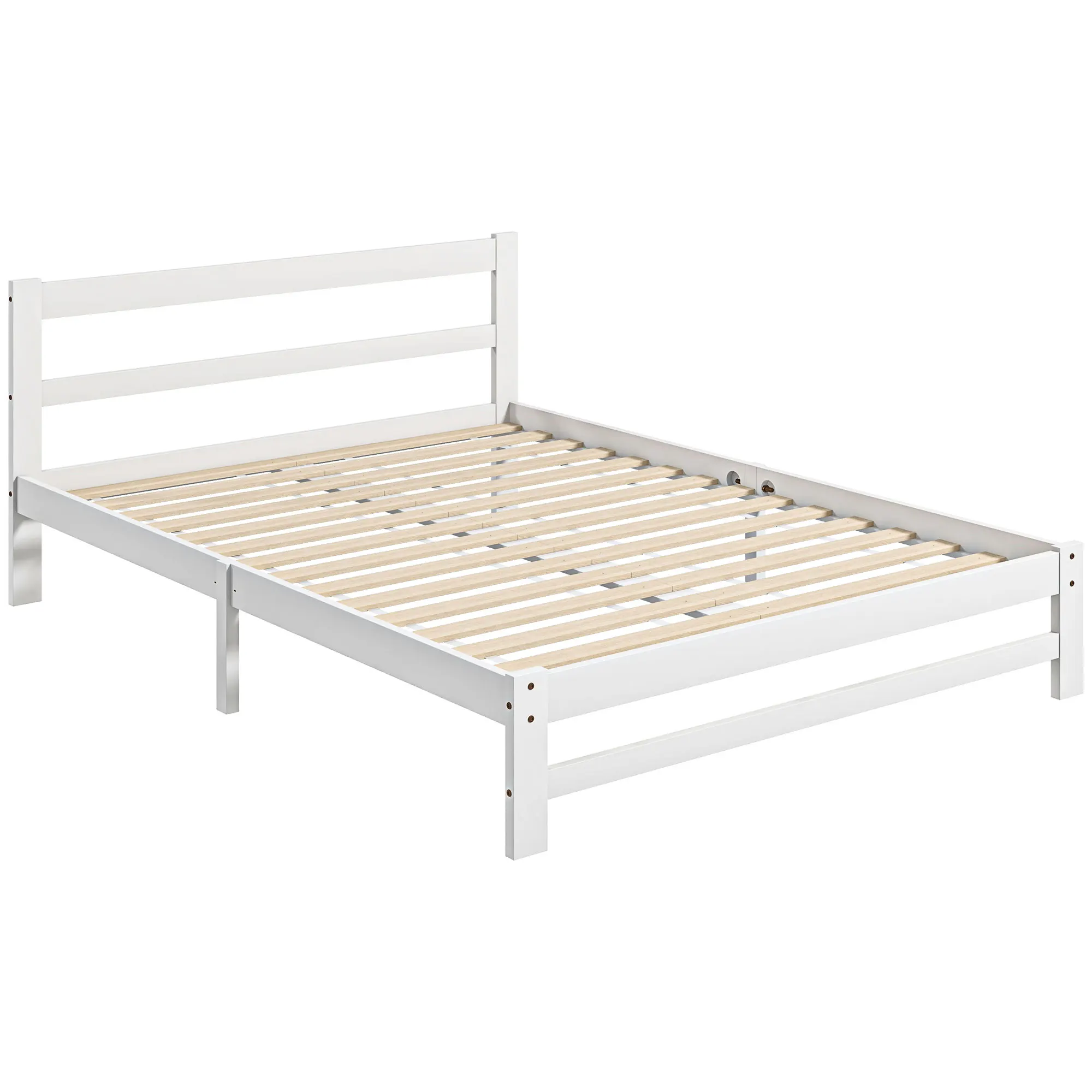 Tête de lit Cadre lit bois 195x141 cm blanc 300kg