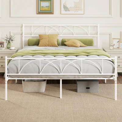 Tête de lit Lit 160x200 tête lit lattes acier rangement sous lit