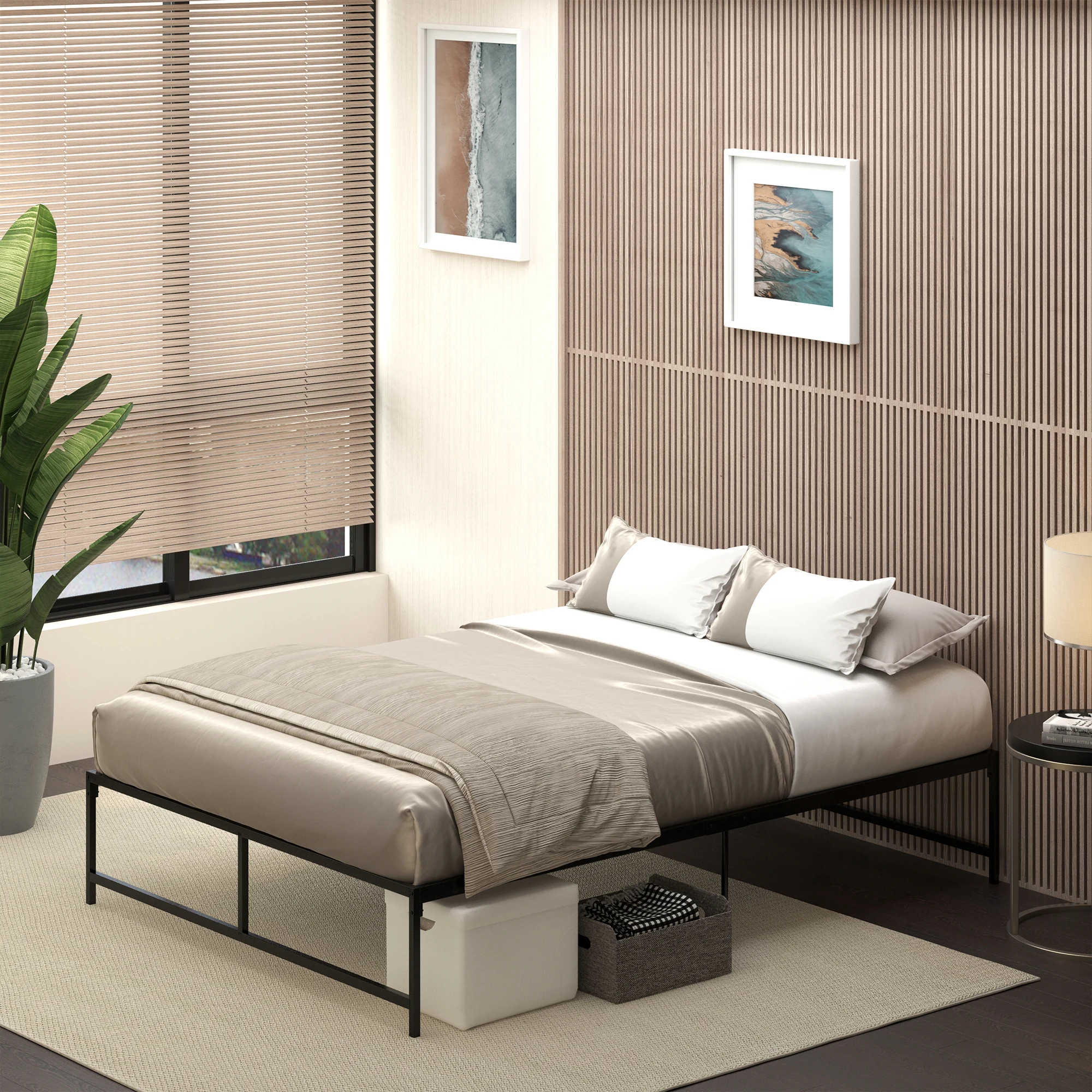 Tête de lit Cadre lit double métal 135X190 pieds 35cm – Image 2